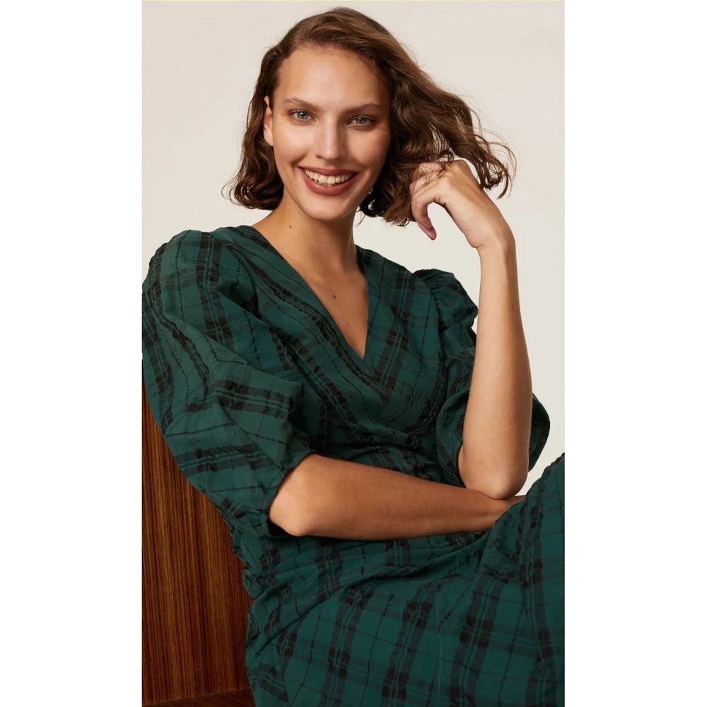 Tanya Taylor -‎ Emmaline Plaid Dress Green Size 18 - Picture 2 of 11